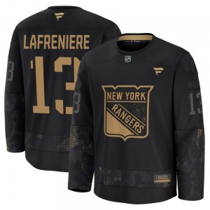 Youth Alexis Lafreniere New York Rangers Fanatics Premium Black 2024 Military Appreciation Practice Jersey
