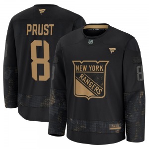 Youth Brandon Prust New York Rangers Fanatics Premium Black 2024 Military Appreciation Practice Jersey