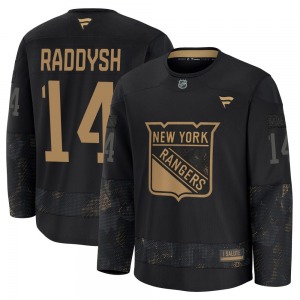 Youth Taylor Raddysh New York Rangers Fanatics Premium Black 2024 Military Appreciation Practice Jersey