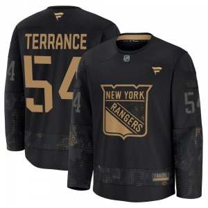 Youth Carey Terrance New York Rangers Fanatics Premium Black 2024 Military Appreciation Practice Jersey
