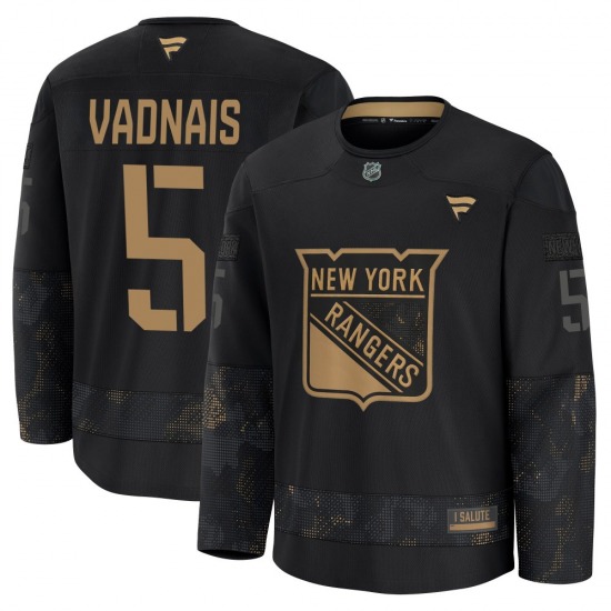 Youth Carol Vadnais New York Rangers Fanatics Premium Black 2024 Military Appreciation Practice Jersey