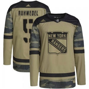 Chad Ruhwedel New York Rangers Adidas Authentic Camo Military Appreciation Practice Jersey