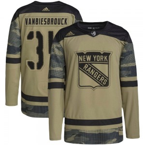 John Vanbiesbrouck New York Rangers Adidas Authentic Camo Military Appreciation Practice Jersey