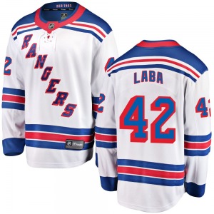 Youth Noah Laba New York Rangers Fanatics Branded Breakaway White Away Jersey